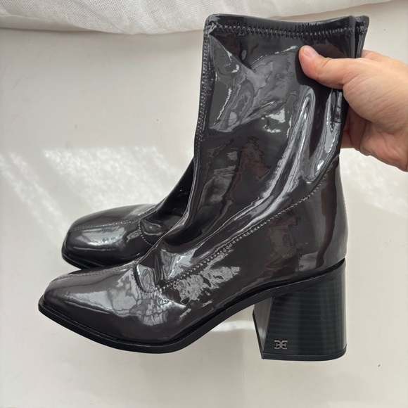 Sam Edelman Wells Slate Purple Stacked Block Heel Squared Toe Ankle Boot Sz 6 - Picture 6 of 9